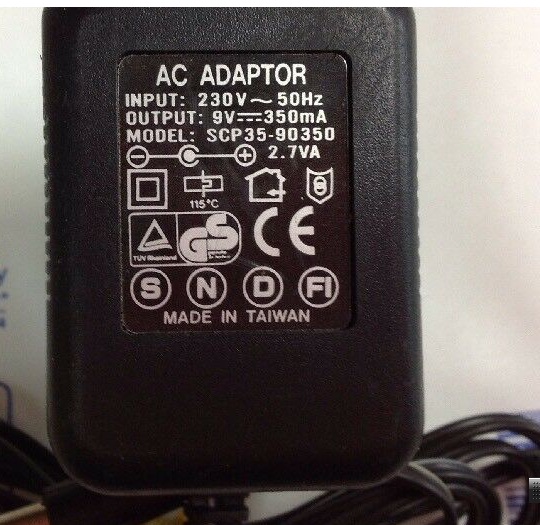 New AC ADAPTOR SCP35-90350 9V 350mA Power Supply